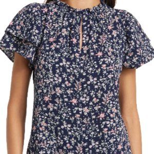 Floral flutter sleeve top